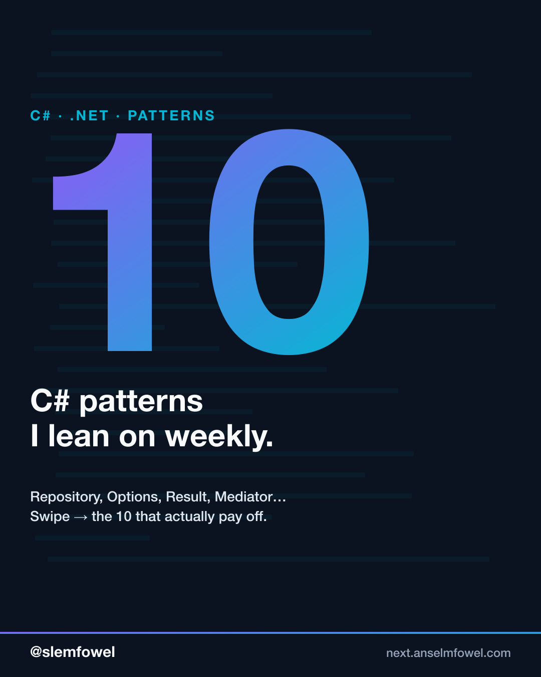 10 C# patterns I use weekly — Anselm Fowel