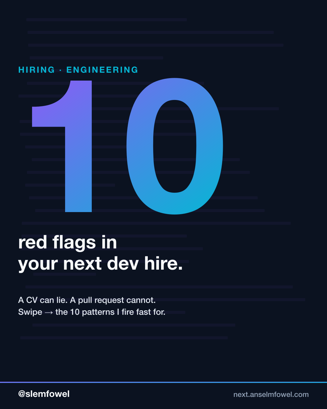 10 red flags in your next dev hire — Anselm Fowel