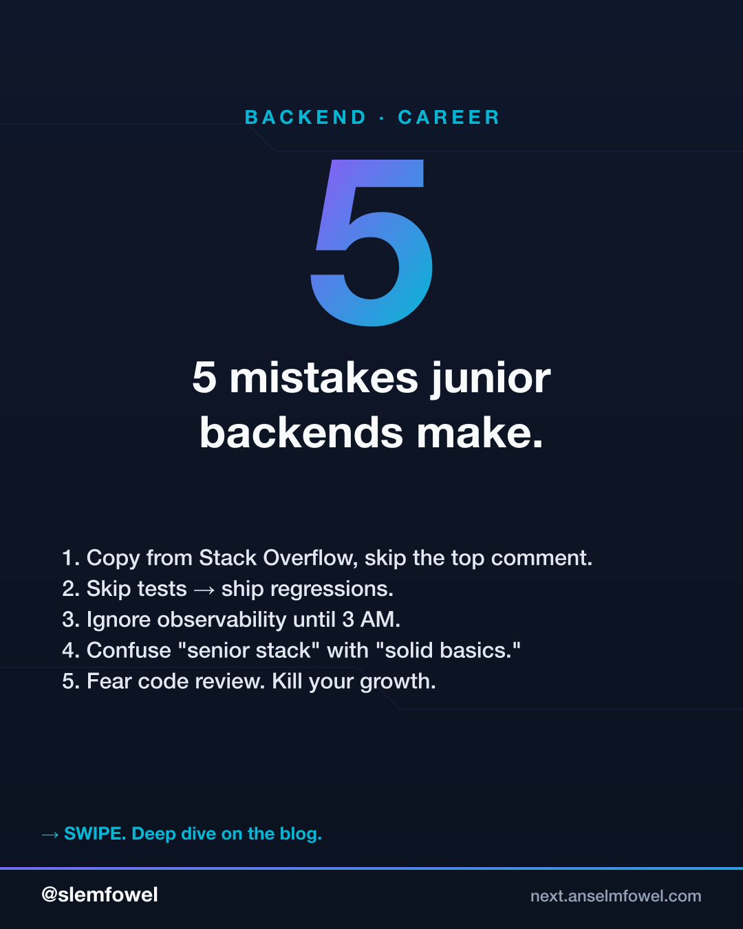 5 mistakes junior backends make — Anselm Fowel