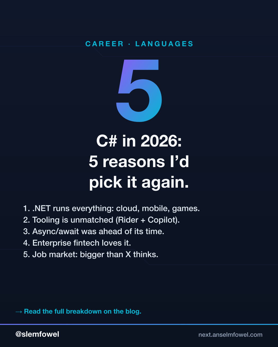 C# in 2026 · 5 reasons — Anselm Fowel