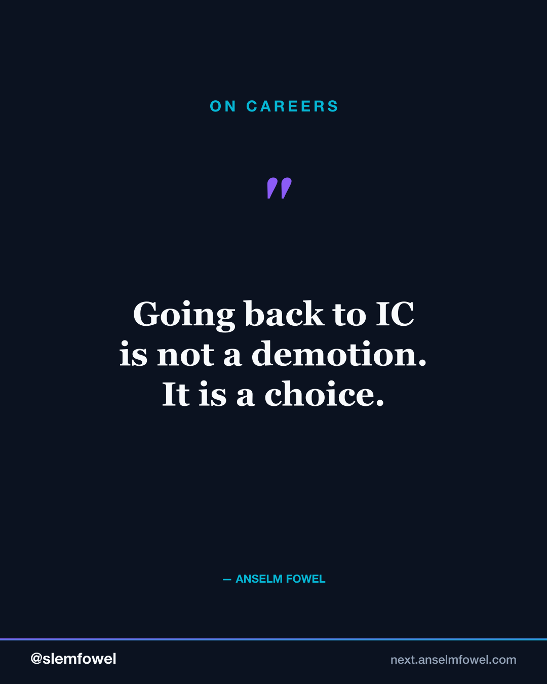 Going back to IC is a choice — Anselm Fowel