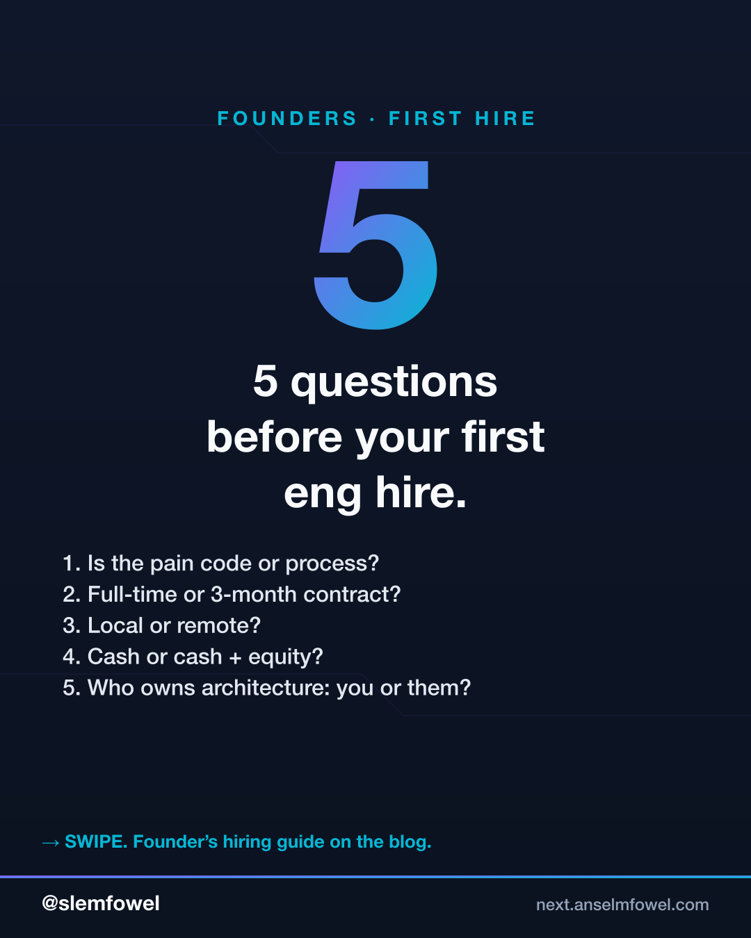 Founders · your first engineering hire — Anselm Fowel