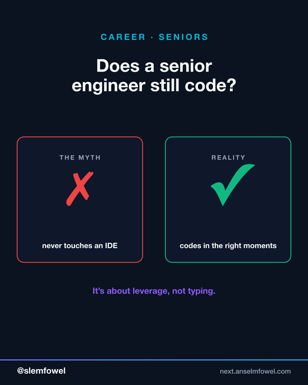 Does a senior engineer still code? — Anselm Fowel