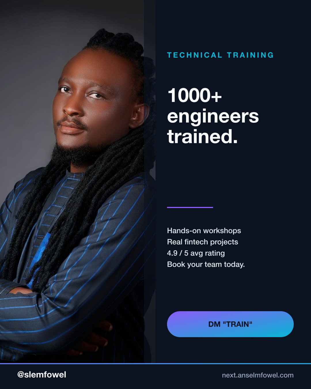 1000+ engineers trained — Anselm Fowel