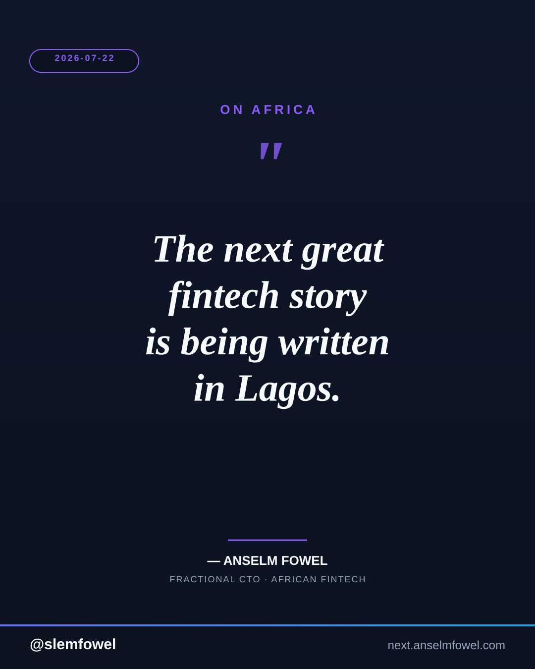 ON AFRICA — Anselm Fowel