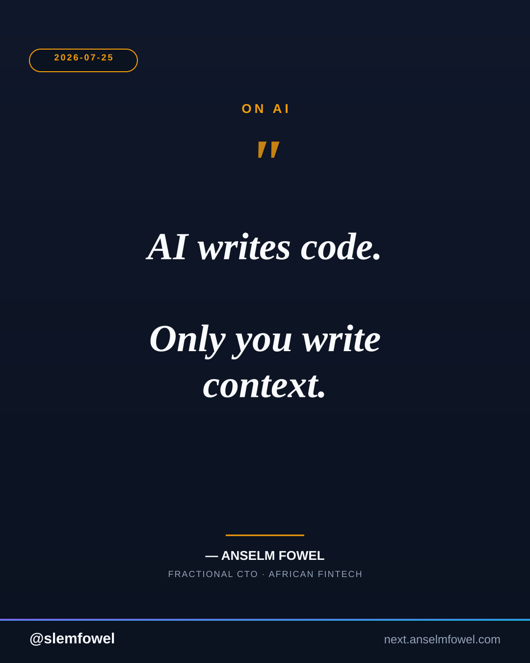 ON AI — Anselm Fowel