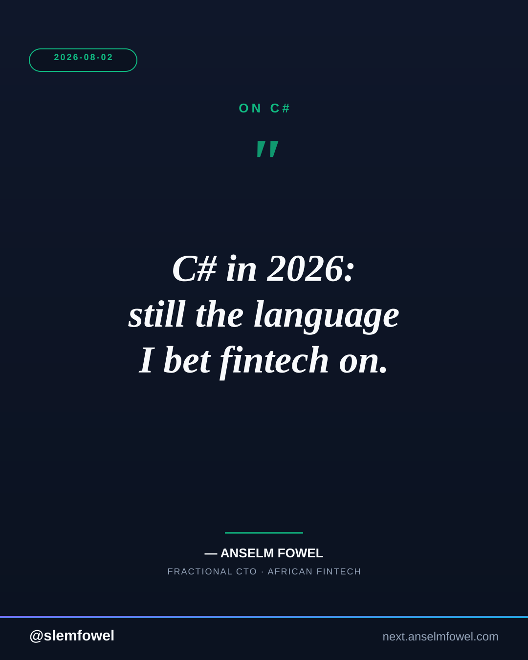 ON C# — Anselm Fowel
