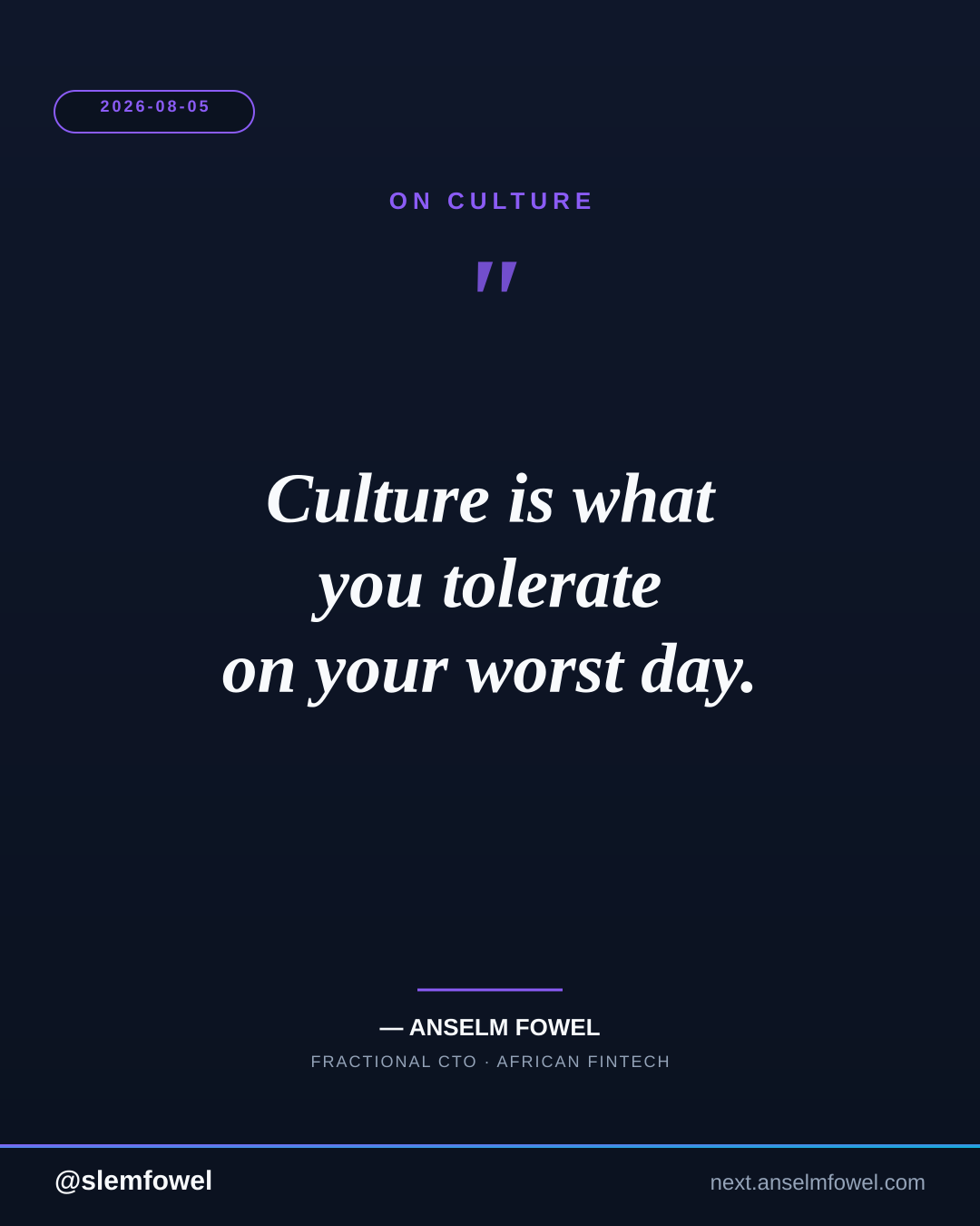 ON CULTURE — Anselm Fowel