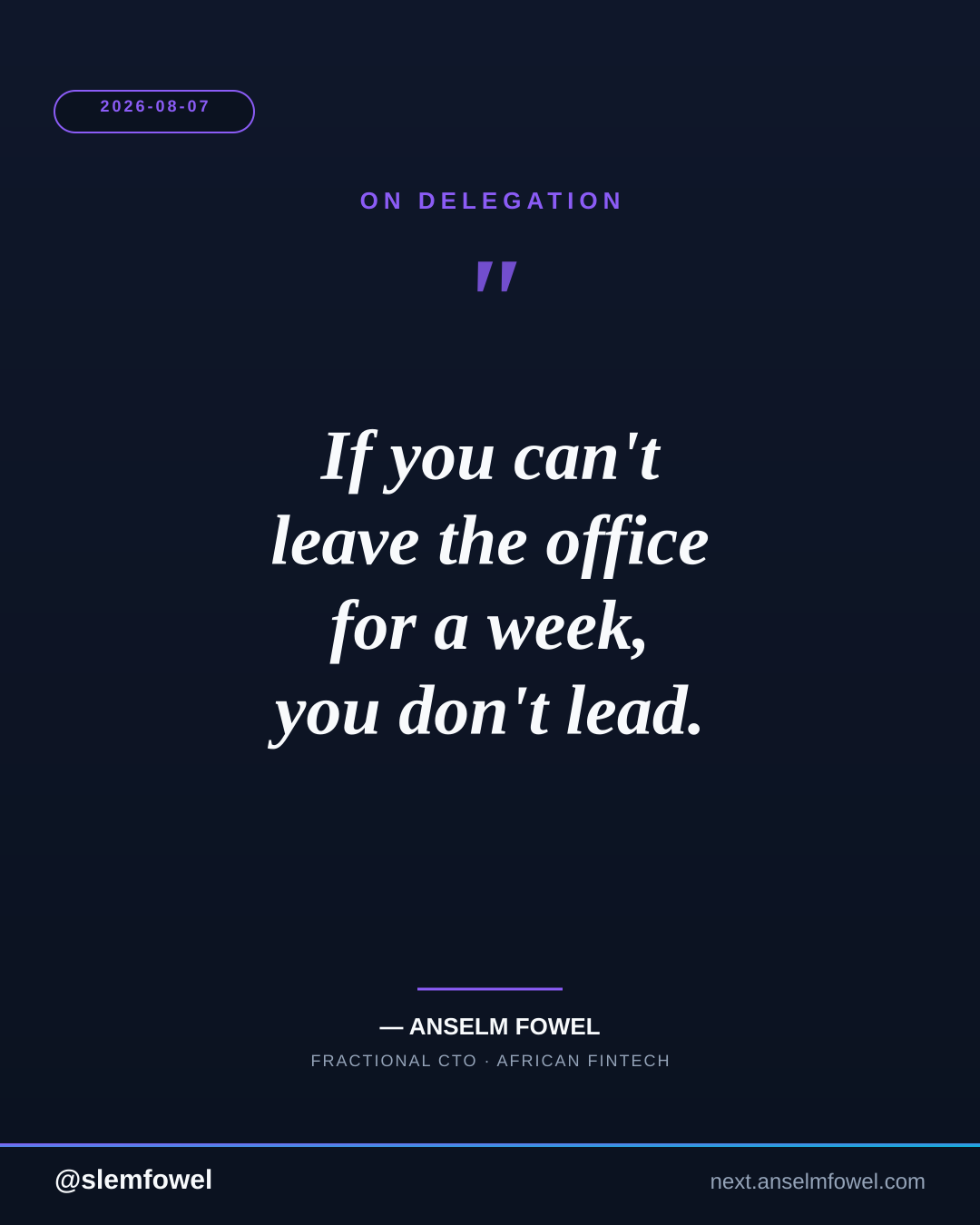 ON DELEGATION — Anselm Fowel