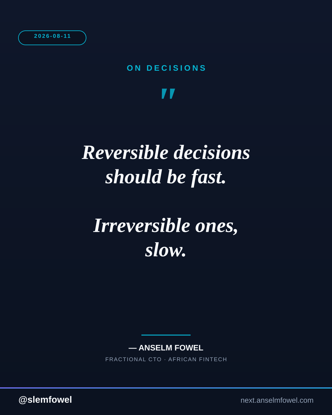 ON DECISIONS — Anselm Fowel