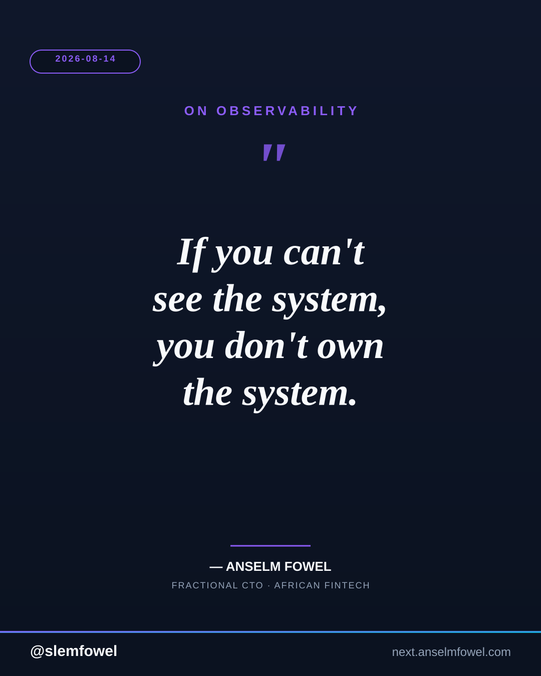 ON OBSERVABILITY — Anselm Fowel