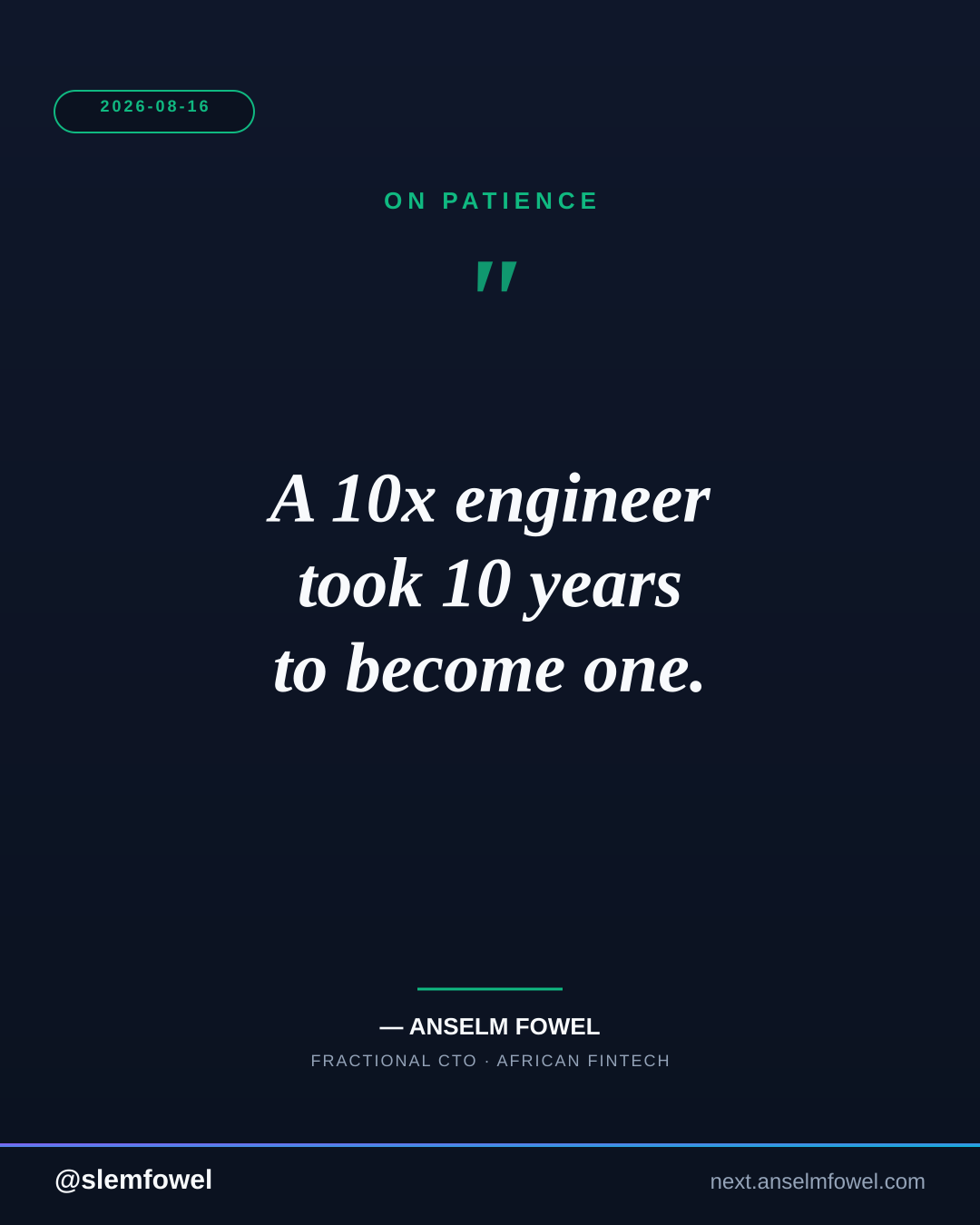 ON PATIENCE — Anselm Fowel