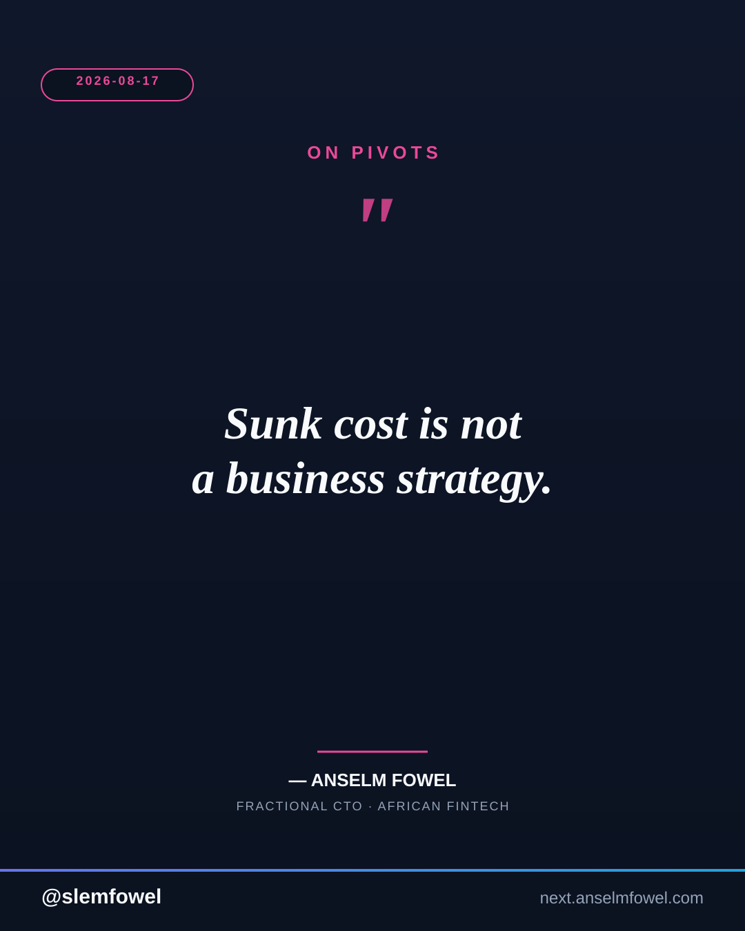 ON PIVOTS — Anselm Fowel