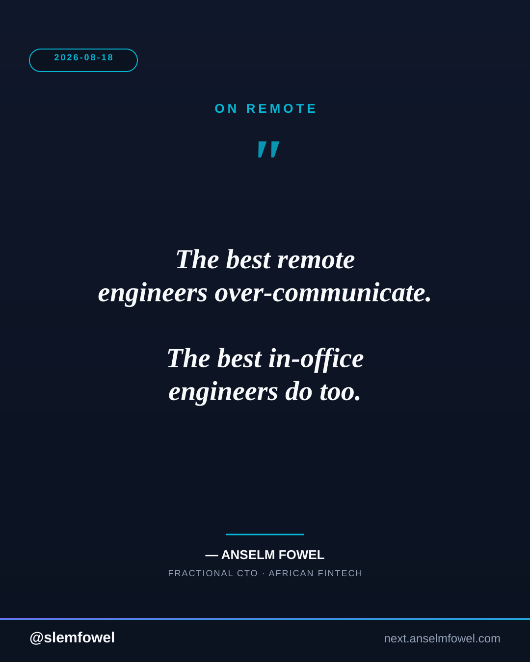 ON REMOTE — Anselm Fowel