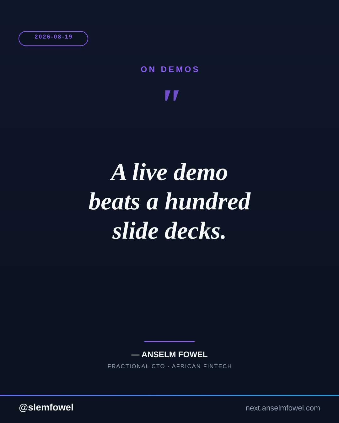 ON DEMOS — Anselm Fowel
