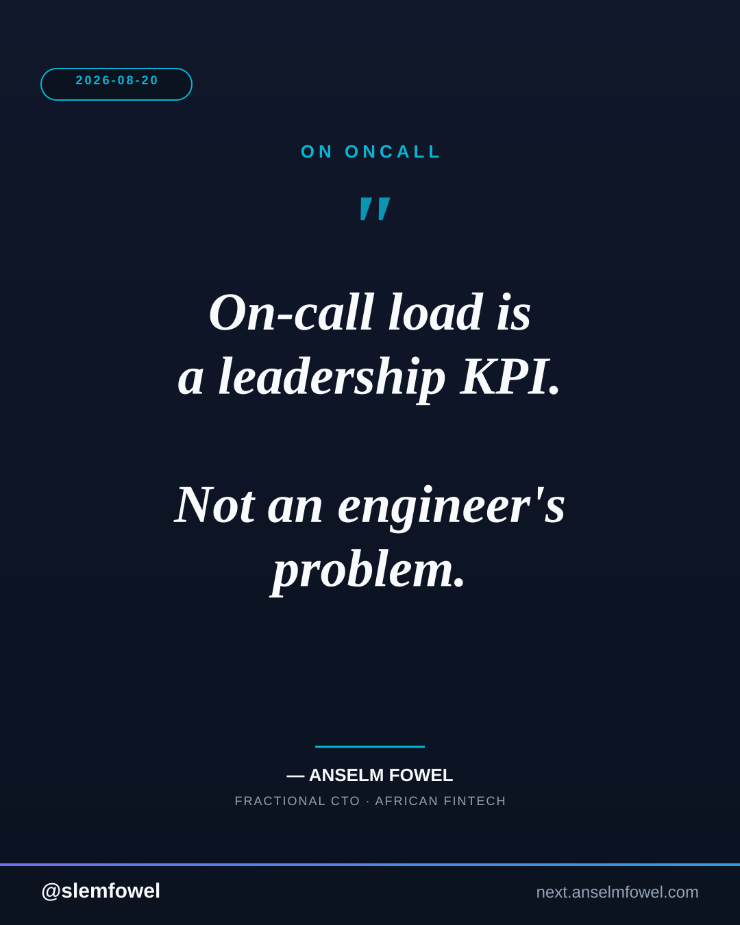 ON ONCALL — Anselm Fowel