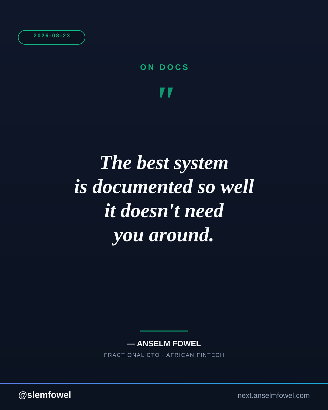 ON DOCS — Anselm Fowel