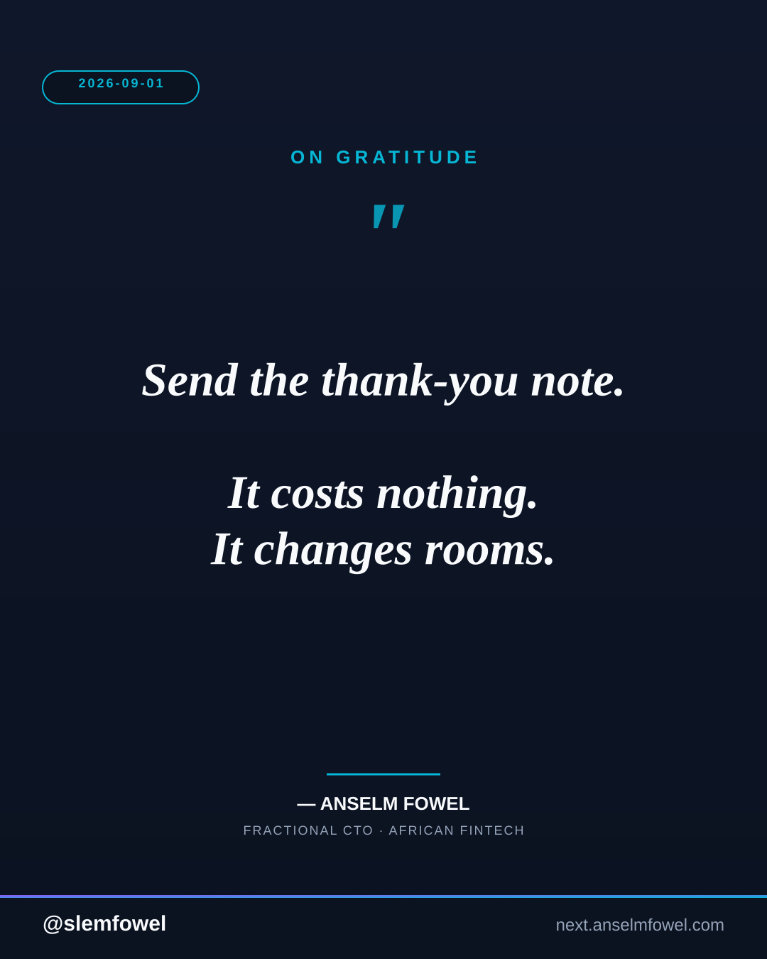 ON GRATITUDE — Anselm Fowel
