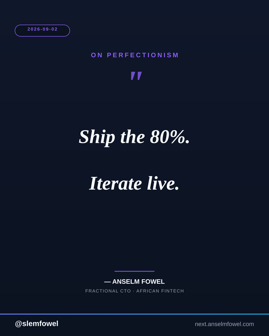 ON PERFECTIONISM — Anselm Fowel