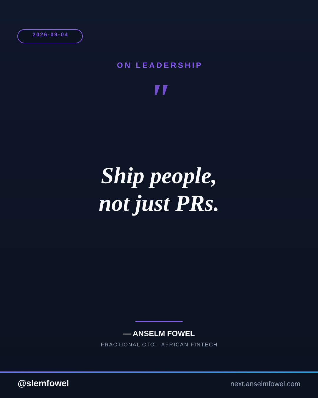 ON LEADERSHIP — Anselm Fowel