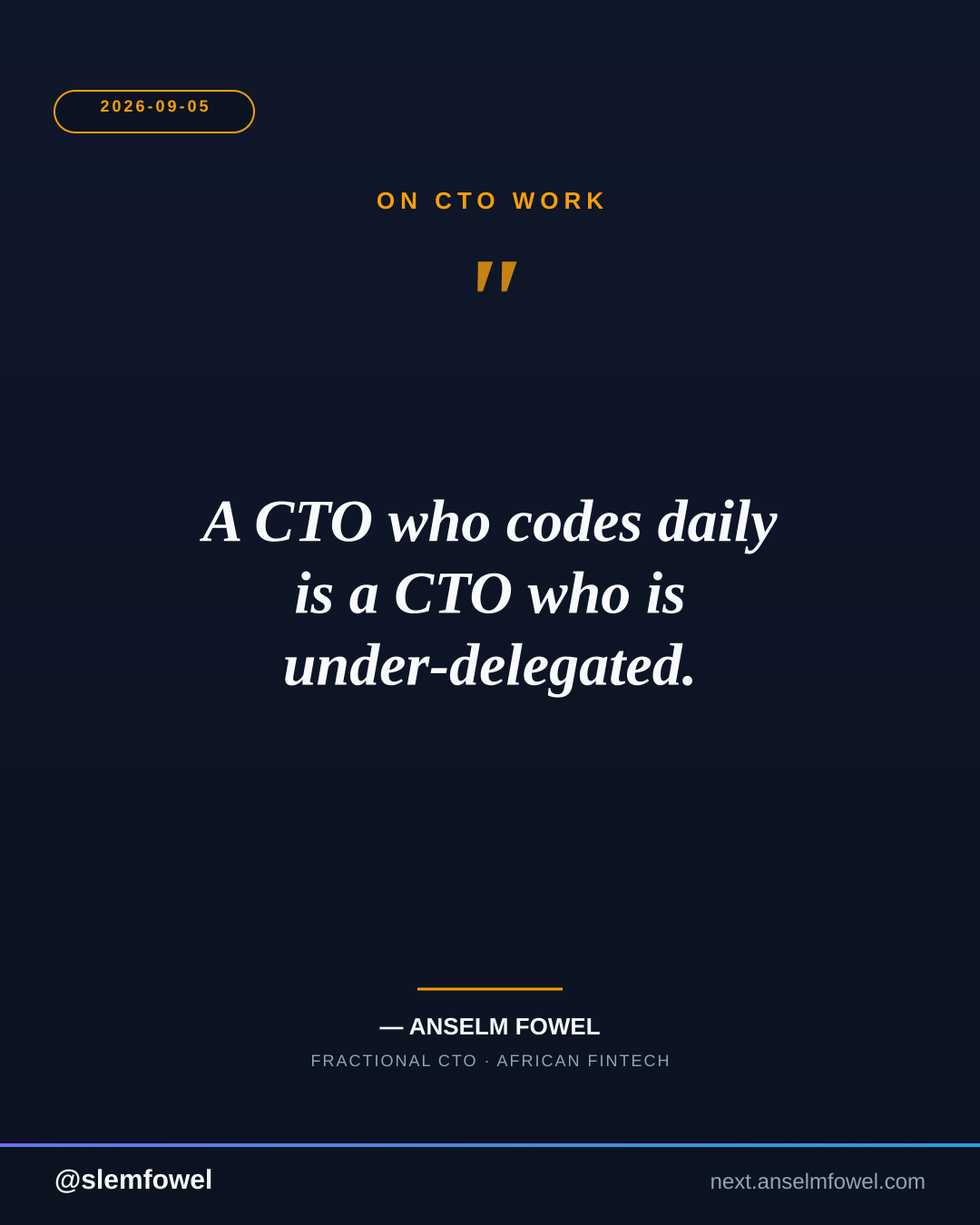 ON CTO WORK — Anselm Fowel