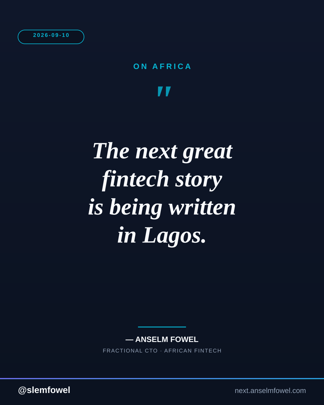 ON AFRICA — Anselm Fowel