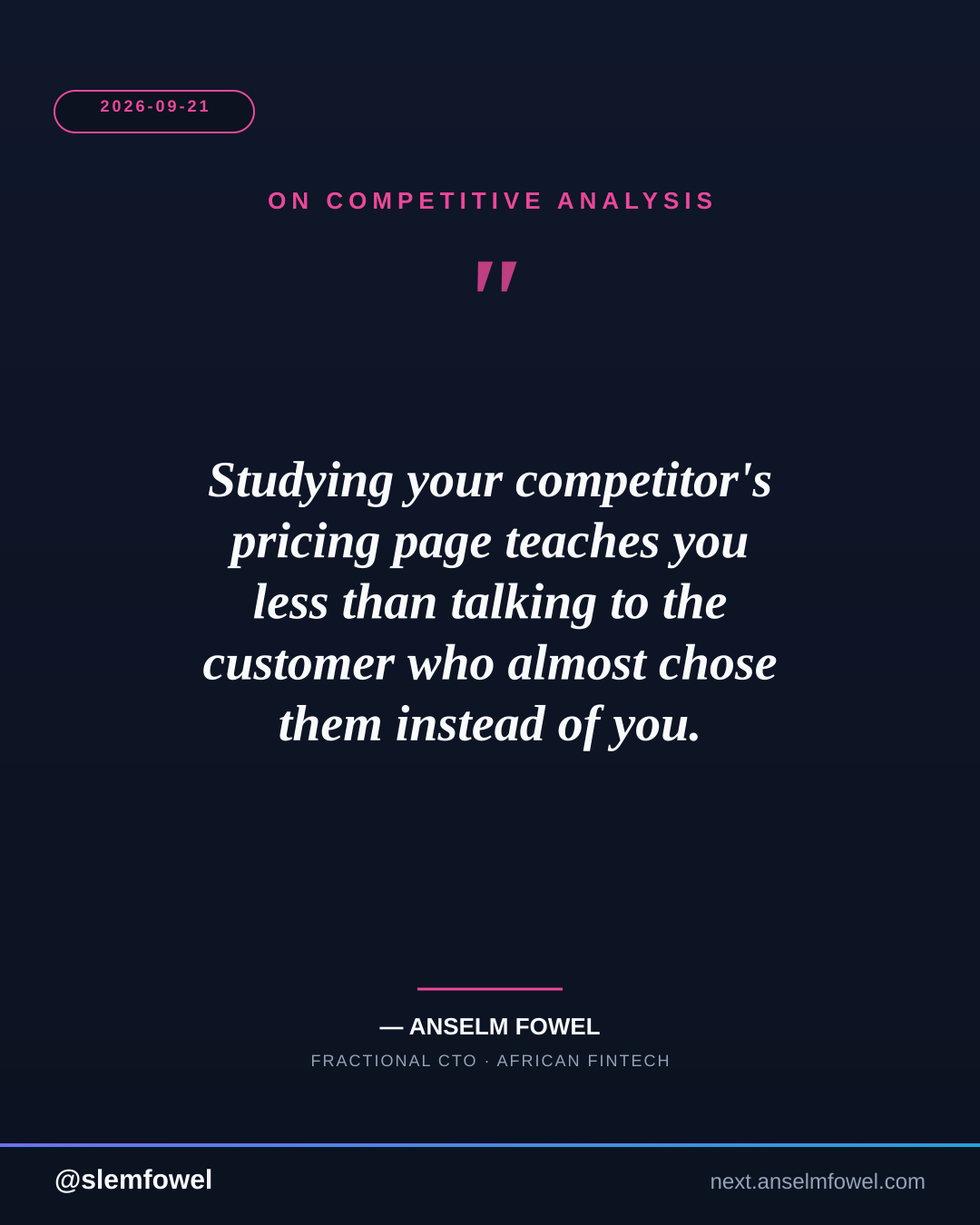 ON COMPETITIVE ANALYSIS — Anselm Fowel