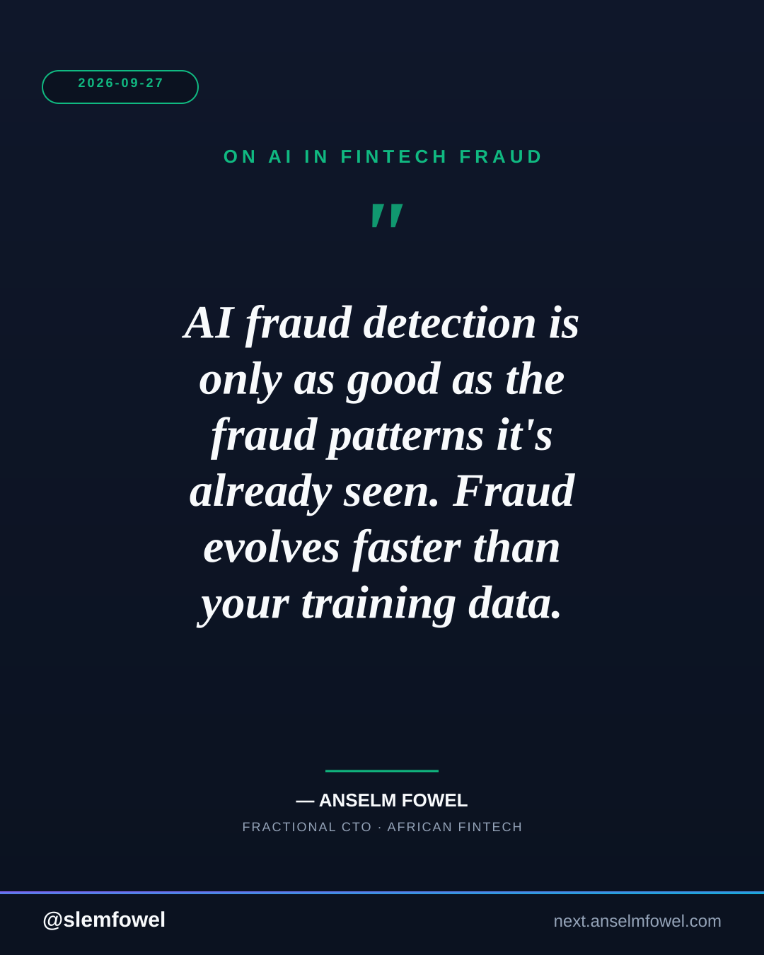 ON AI IN FINTECH FRAUD — Anselm Fowel